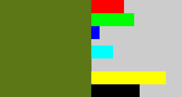 Hex color #5b7716 - murky green