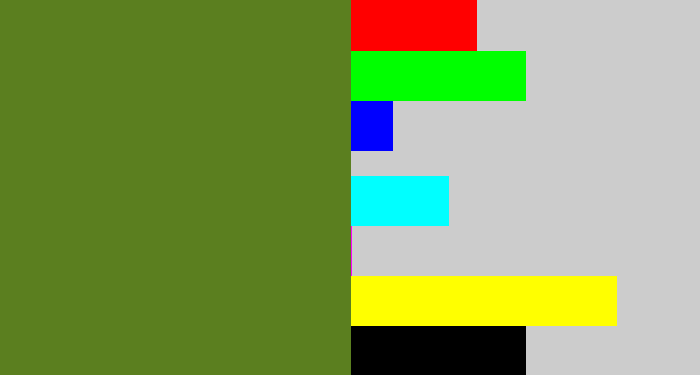 Hex color #5b7f1f - sap green