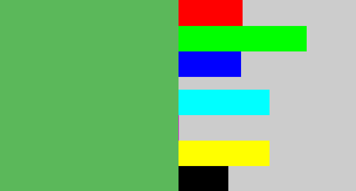 Hex color #5bb85a - dark pastel green