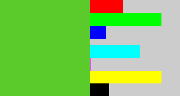 Hex color #5bca2b - toxic green