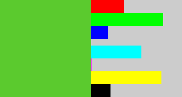 Hex color #5bca2e - toxic green