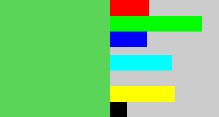 Hex color #5bd557 - lightish green