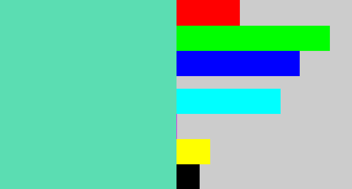 Hex color #5bddb2 - light greenish blue