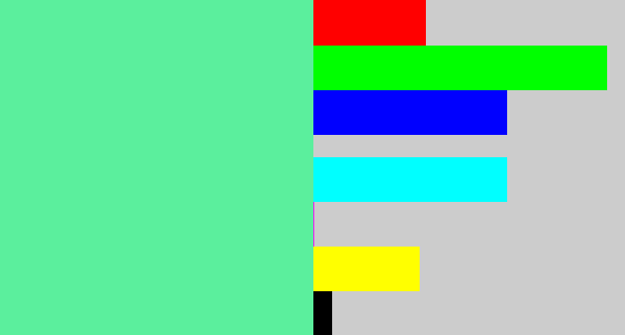 Hex color #5bef9d - light green blue
