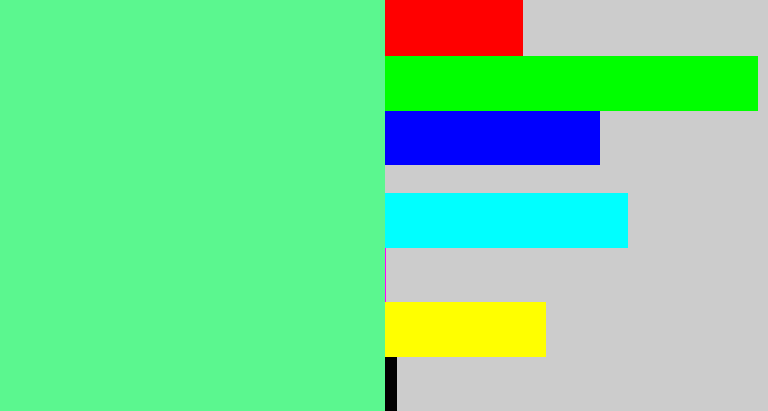 Hex color #5bf78f - light green blue