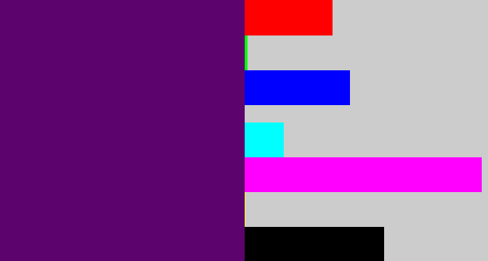 Hex color #5c036e - royal purple