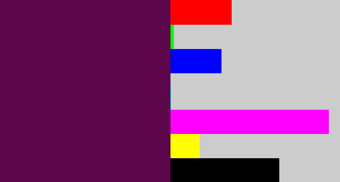 Hex color #5c064c - plum purple