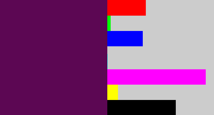 Hex color #5c0753 - grape purple