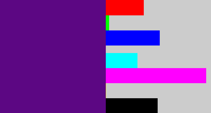 Hex color #5c0783 - royal purple