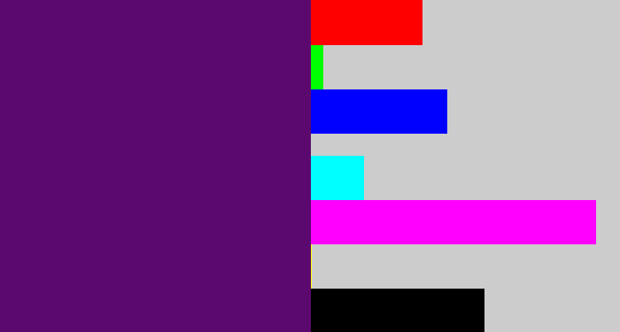Hex color #5c096f - royal purple