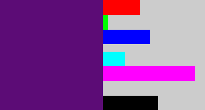 Hex color #5c0c76 - royal purple