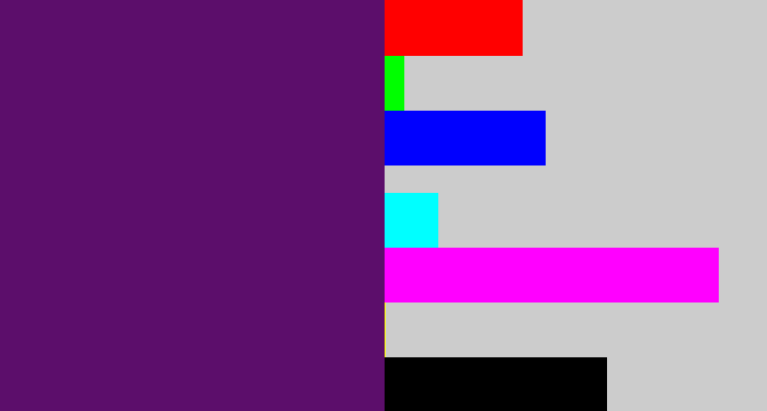 Hex color #5c0e6b - royal purple