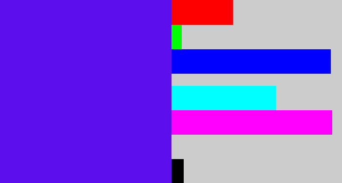 Hex color #5c0fec - blue violet