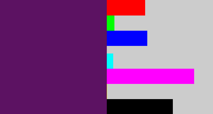 Hex color #5c1262 - grape purple