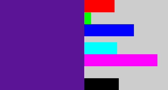Hex color #5c1497 - purple