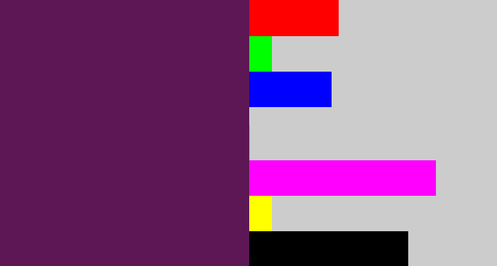 Hex color #5c1754 - grape purple