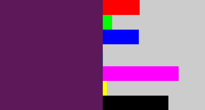 Hex color #5c1858 - grape purple