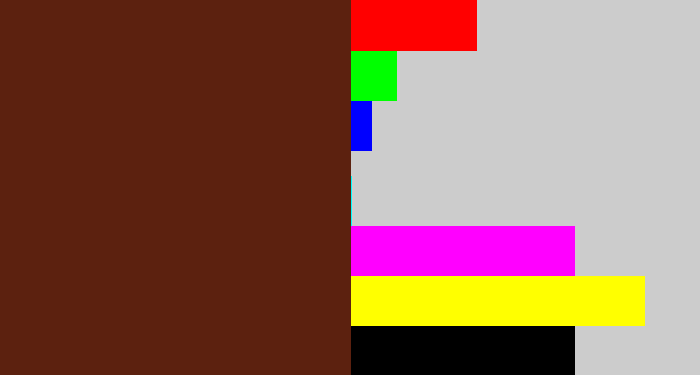 Hex color #5c210f - reddy brown
