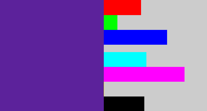 Hex color #5c229b - purple