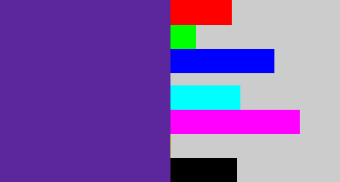 Hex color #5c269c - purple