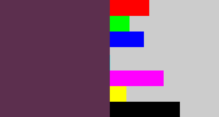 Hex color #5c2f4e - purple brown