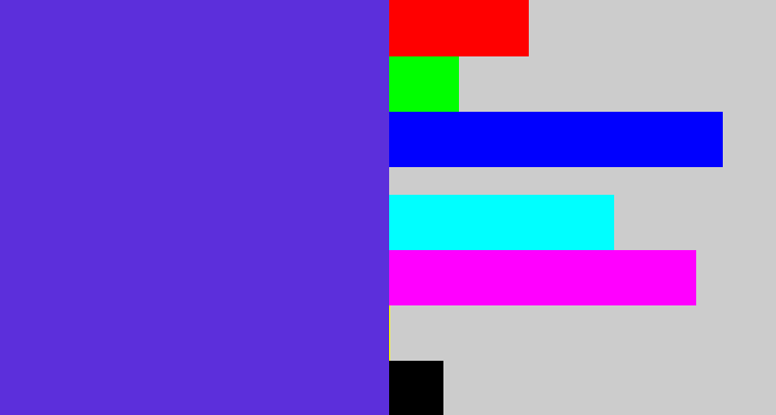 Hex color #5c2fdb - purpley blue