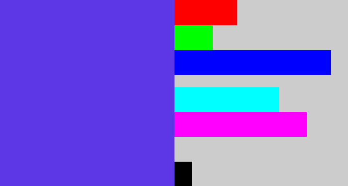 Hex color #5c37e6 - purpley blue