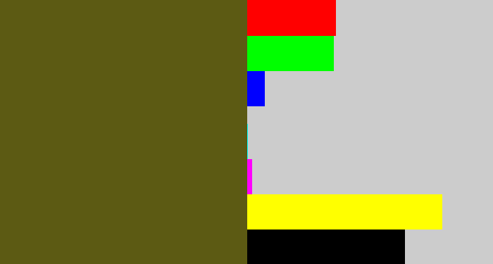 Hex color #5c5a13 - greenish brown