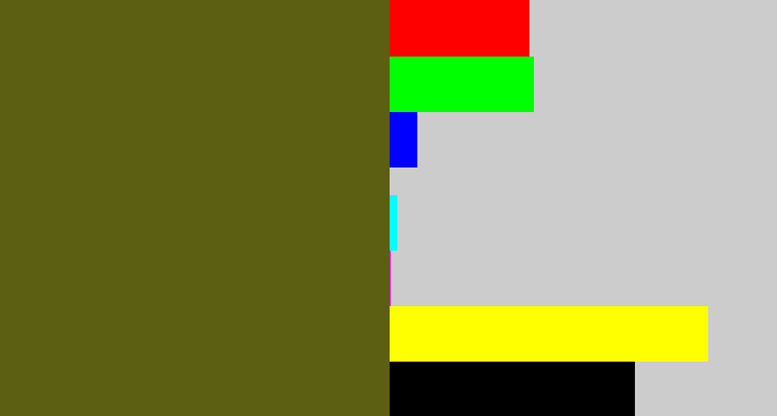 Hex color #5c5e11 - greenish brown