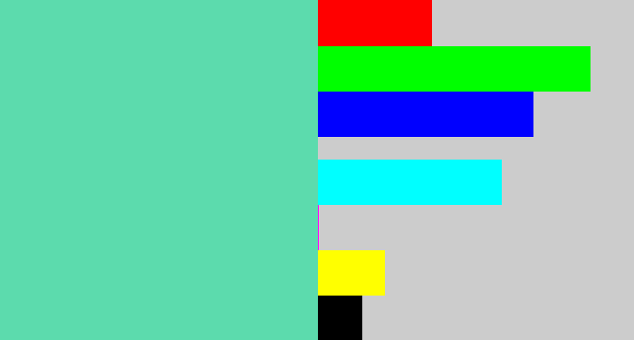 Hex color #5cdbad - light greenish blue