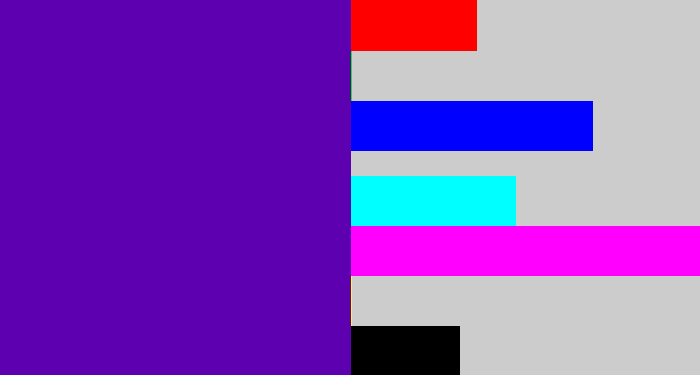 Hex color #5d00af - violet blue