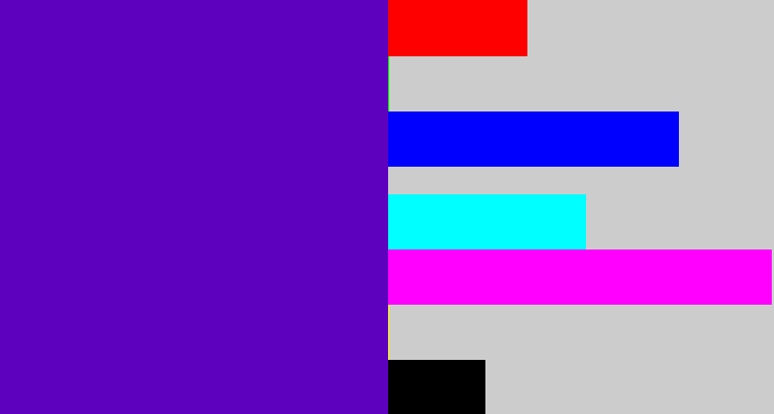 Hex color #5d01be - violet blue