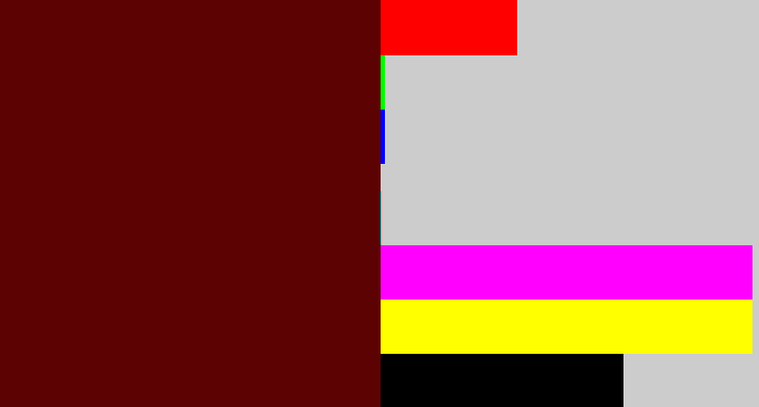 Hex color #5d0202 - dried blood