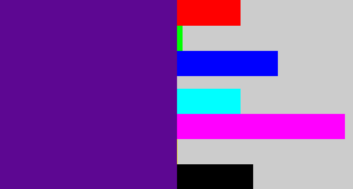 Hex color #5d0792 - indigo