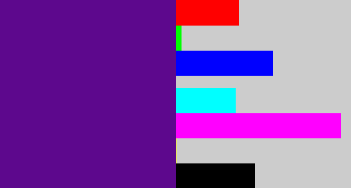 Hex color #5d088d - royal purple
