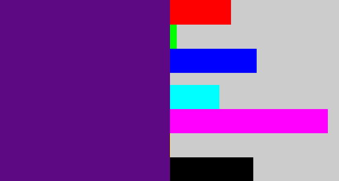 Hex color #5d0983 - royal purple