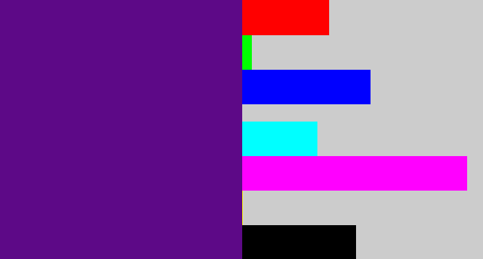 Hex color #5d0987 - royal purple