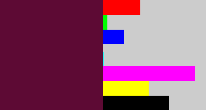 Hex color #5d0a34 - plum