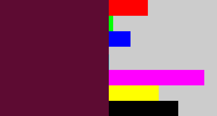 Hex color #5d0b32 - plum