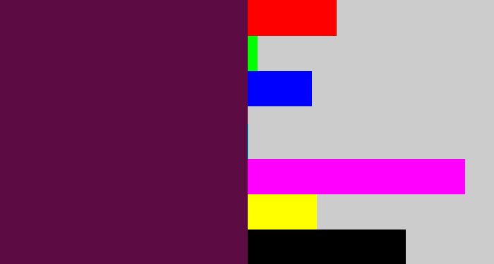 Hex color #5d0b43 - plum