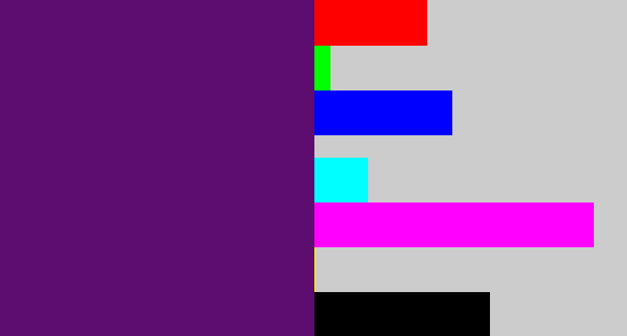 Hex color #5d0c70 - royal purple