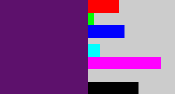 Hex color #5d116c - royal purple