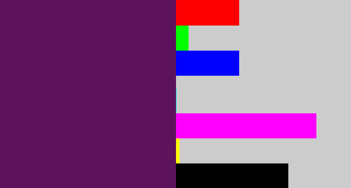 Hex color #5d135b - grape purple