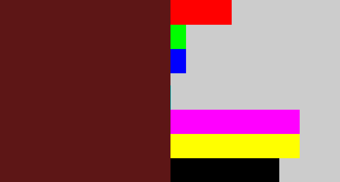 Hex color #5d1616 - claret