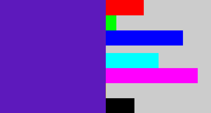 Hex color #5d19bb - purple/blue