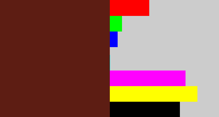 Hex color #5d1d13 - reddy brown