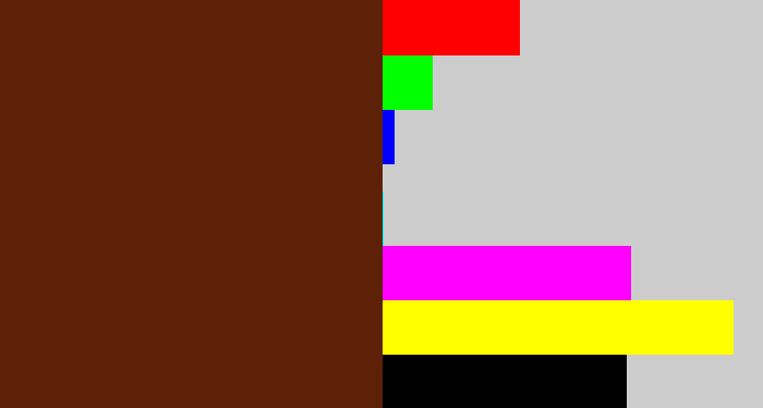 Hex color #5d2107 - reddy brown