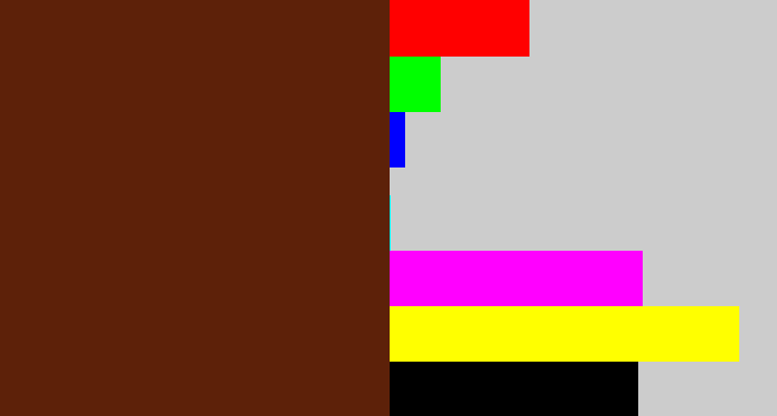 Hex color #5d2109 - reddy brown