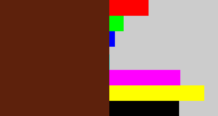 Hex color #5d210c - reddy brown
