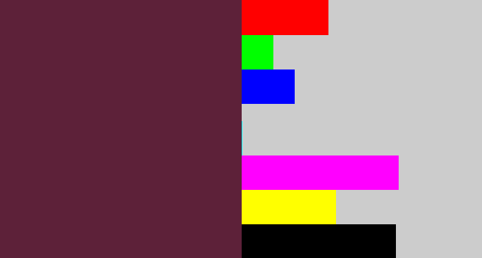 Hex color #5d2139 - plum